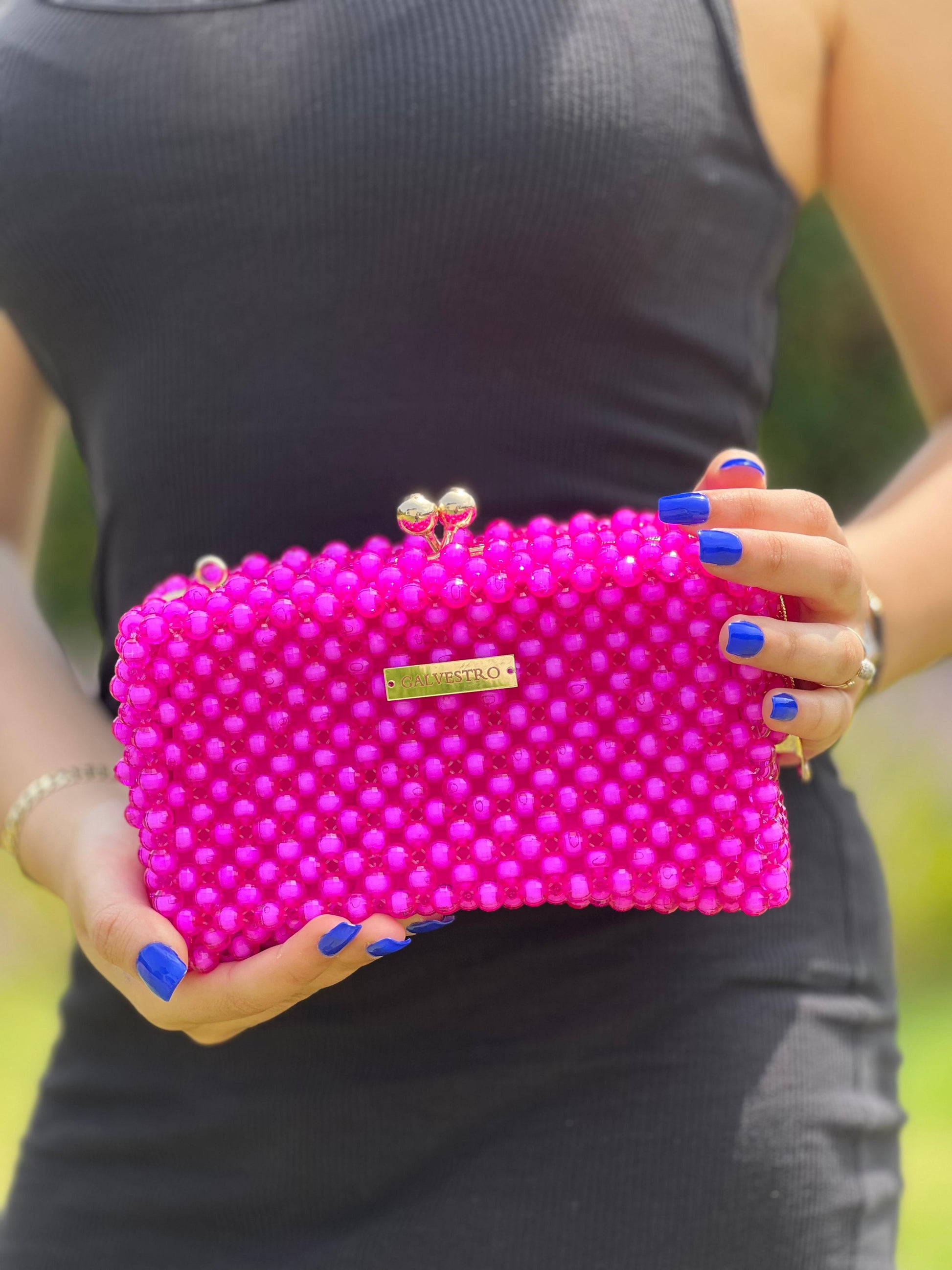 GALVESTRO | Fuchsia Beaded Clutch