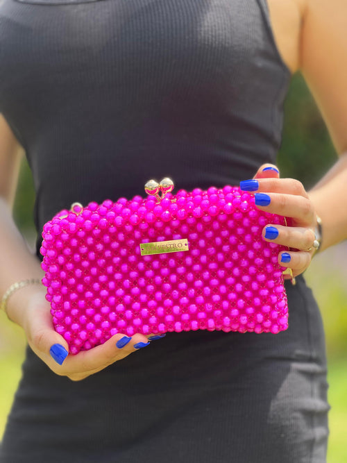 GALVESTRO | Fuchsia Beaded Clutch